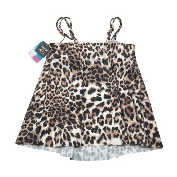 Swim Solutions Womens Leopard Print Tankini Swim Top Bust Support Brown 8 - Picture 5 of 7